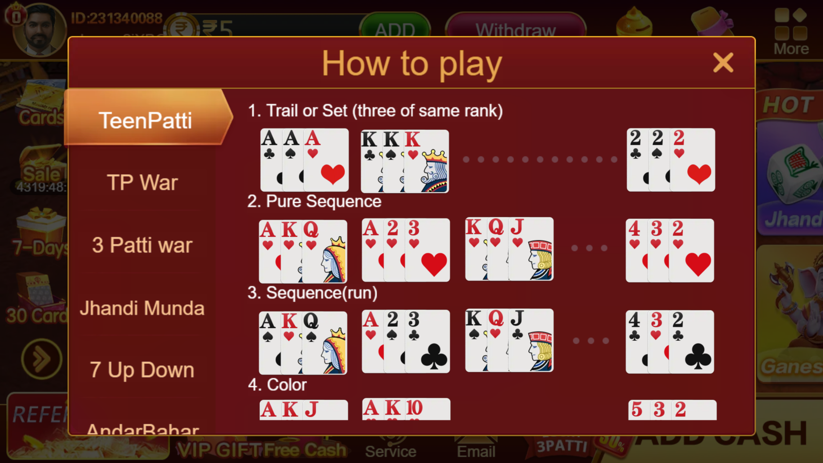 How to Play Teen Patti Master with basic gameplay steps and card rules