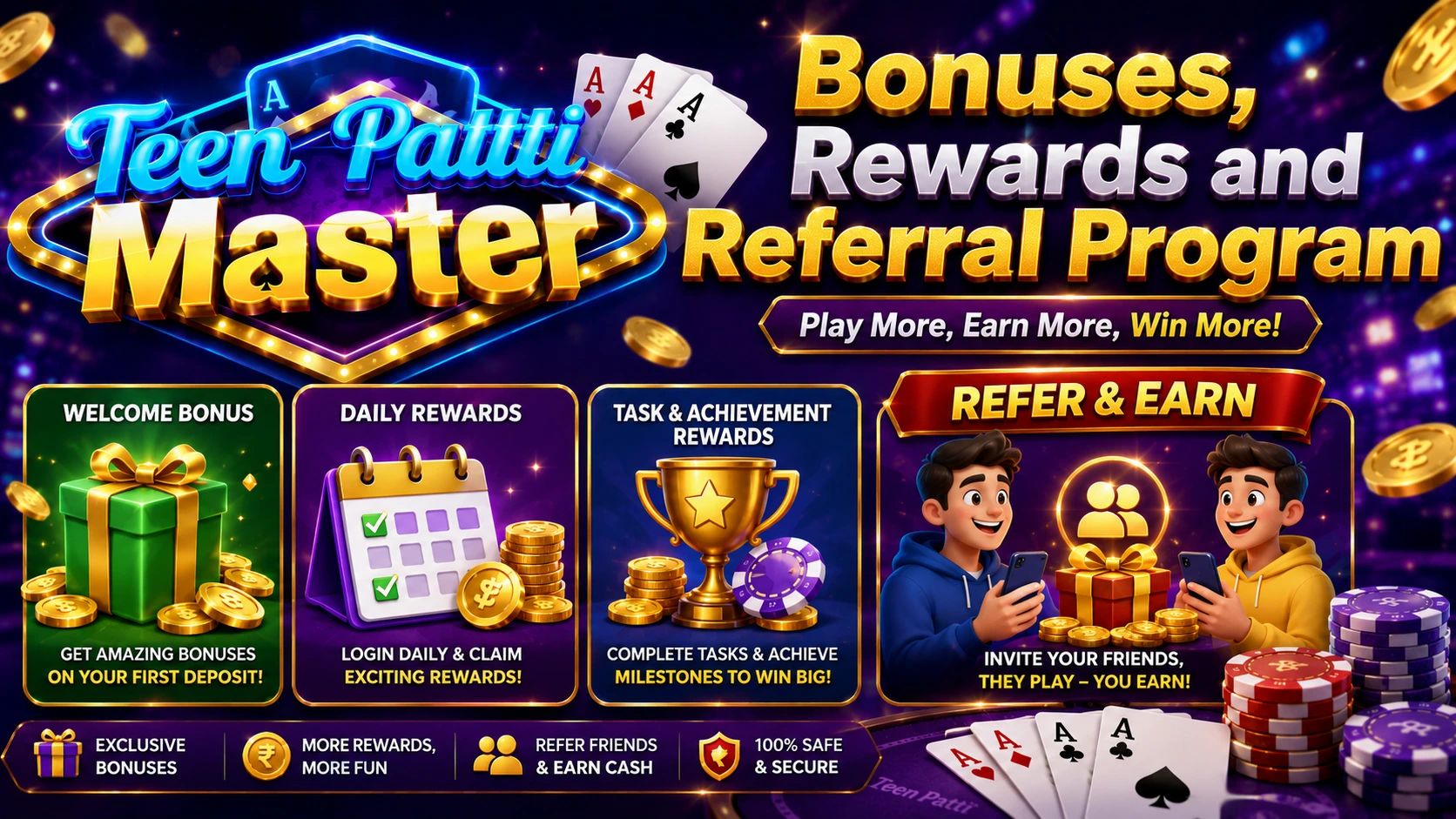 Teen Patti Master bonuses, rewards and referral program