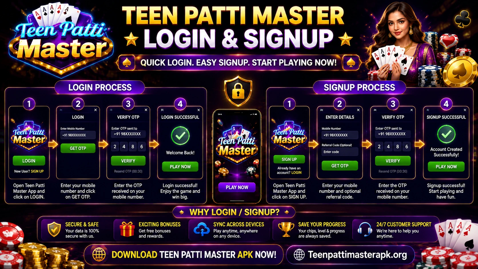 Teen Patti Master Login and Signup process