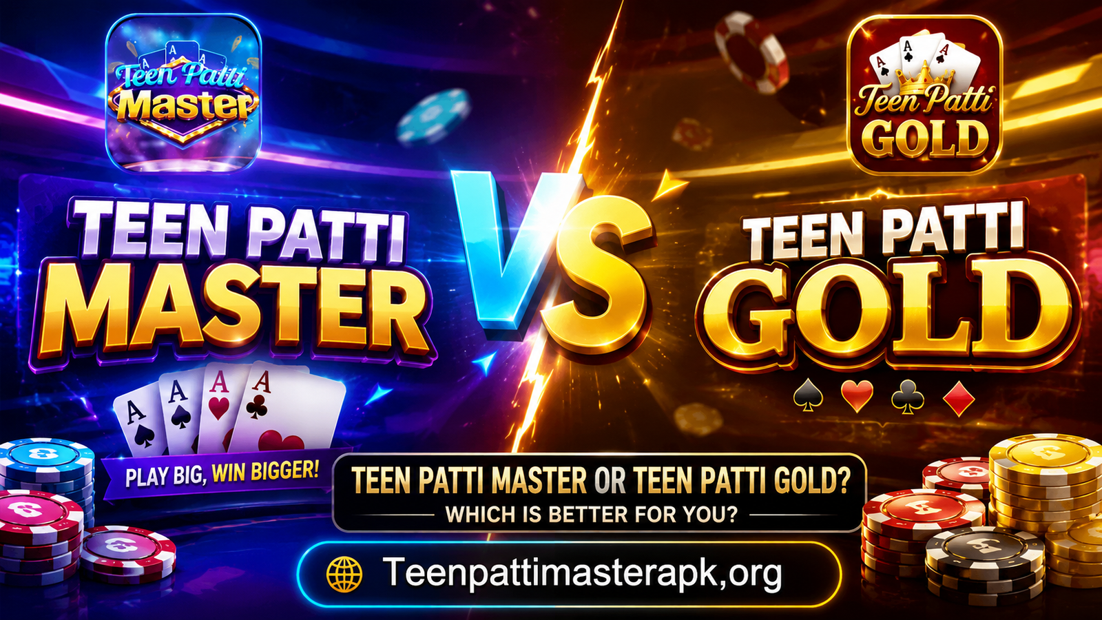 Teen Patti Master or Teen Patti Gold comparison showing which game is better