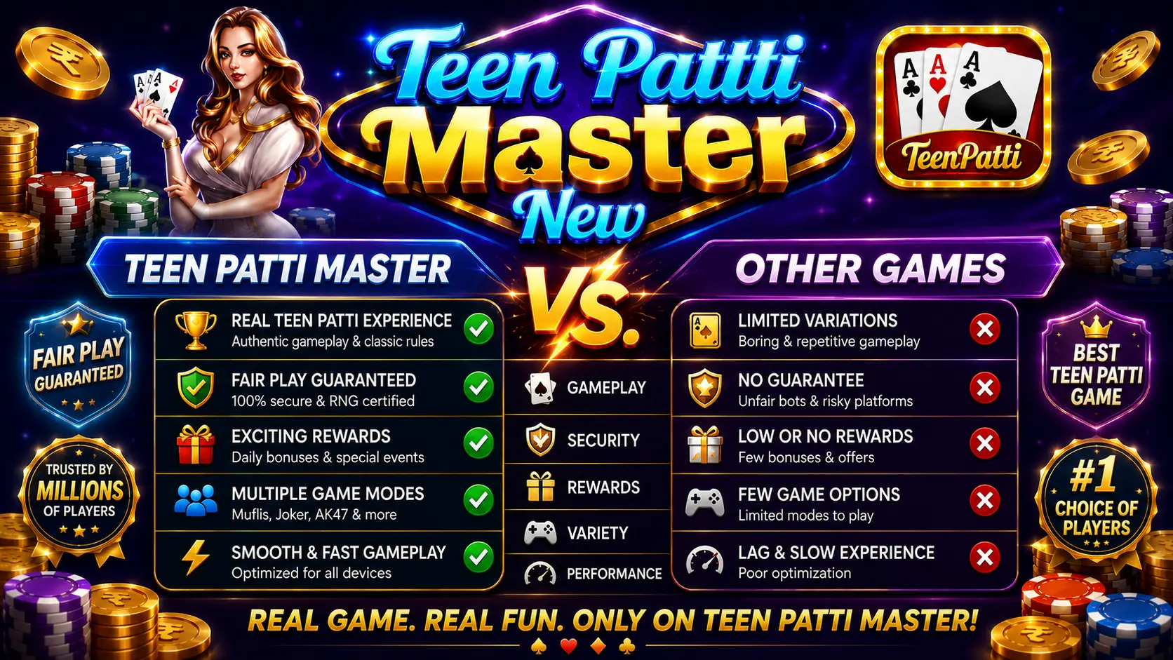 Teen Patti Master vs Other Games comparison