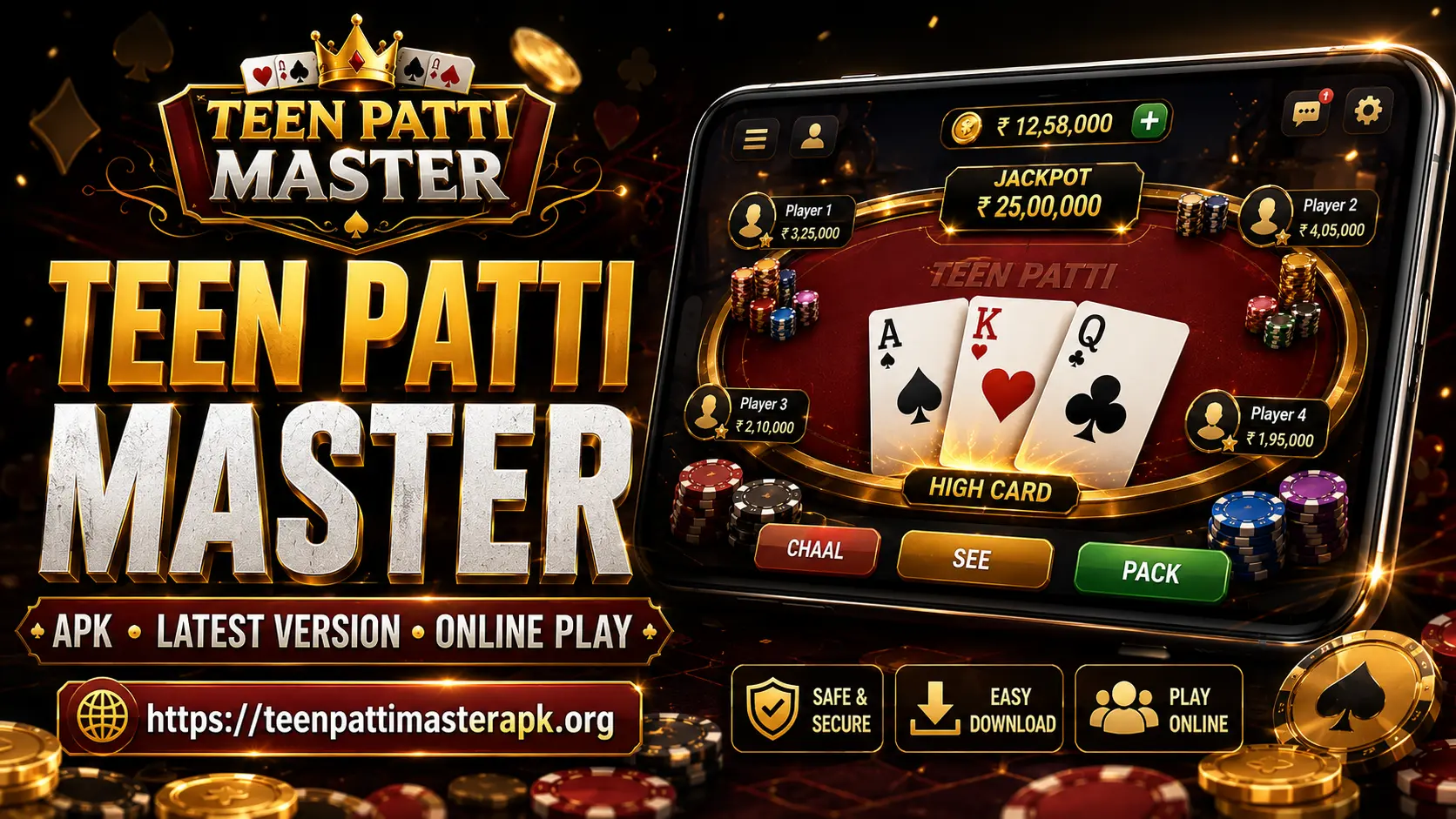Teen Patti Master APK download latest version and online play on smartphone with cards, chips, and premium gaming visuals